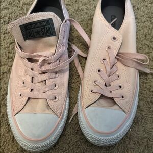 Converse Pink and White Sneakers with Canvas Material and Classic Design